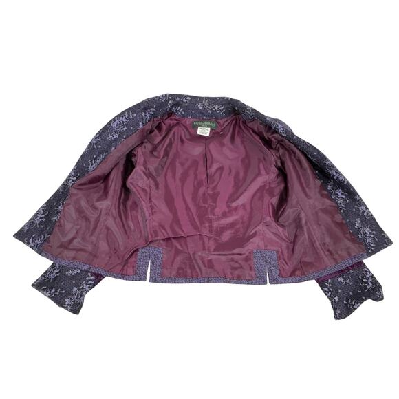 Harve Benard Blazer Purple Tweed Lace Wool Blend Size 10 Petite Vintage - Picture 4 of 10